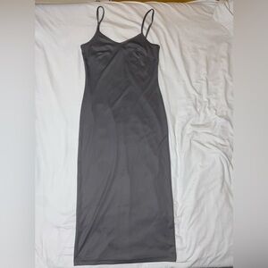 Grey ankle dress with back slit